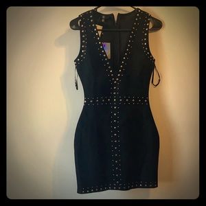 Missguided Black suede mini dress